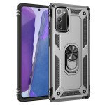 Wholesale Samsung Galaxy Note 20 Tech Armor Ring Grip Case with Metal Plate (Silver)